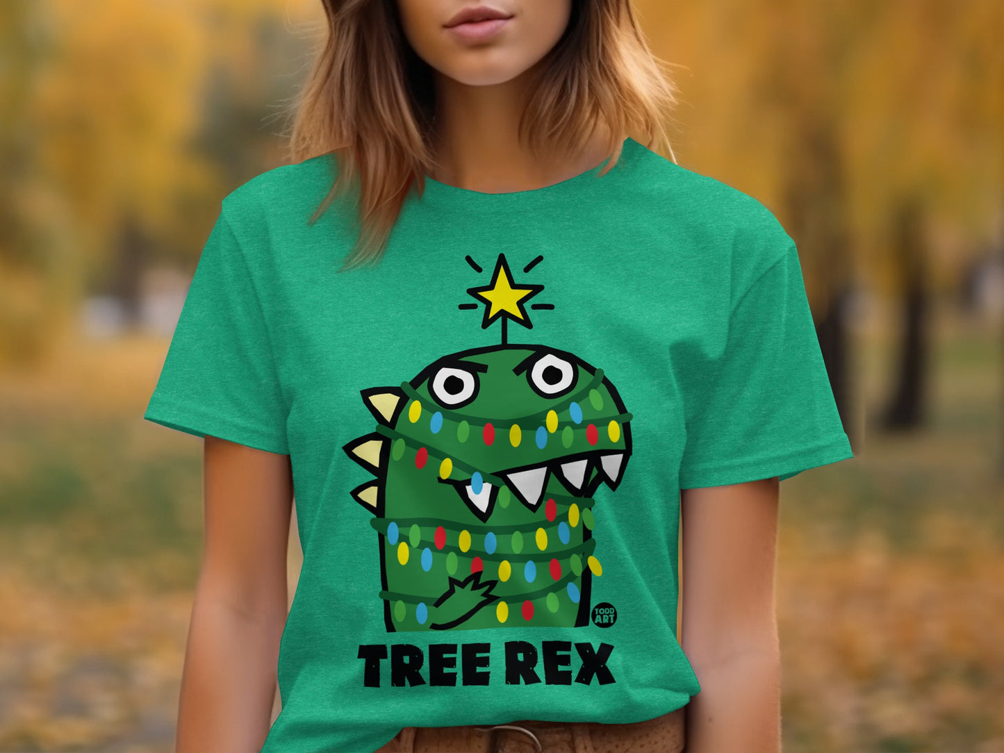 Funny Tree Rex Dinosaur Christmas T-Shirt