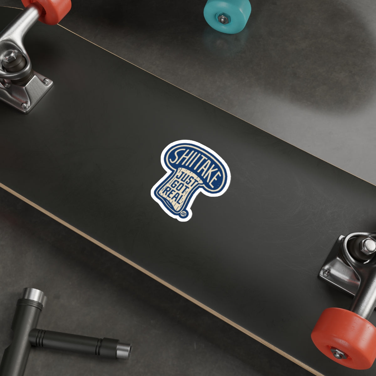 Shiitake Just Got Real Mushroom Design Cute Sticker 