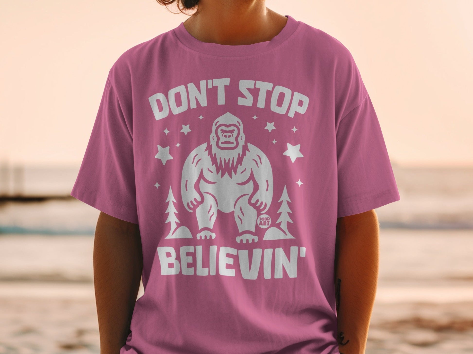 Don't Stop Believin' Bigfoot Graphic Design Shirt