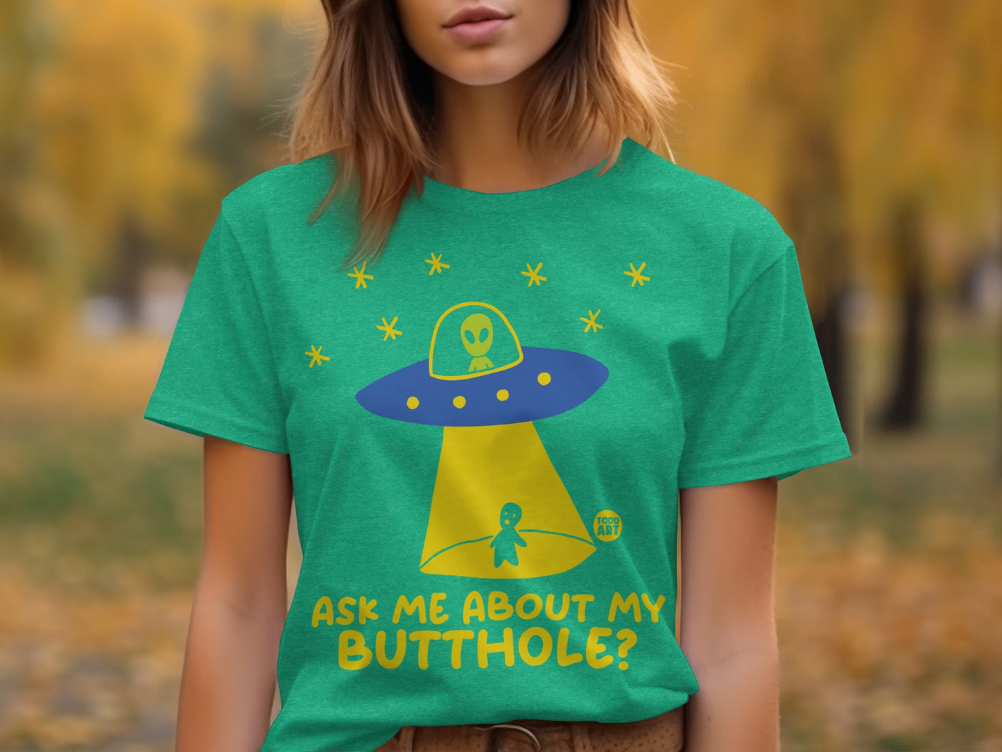 Ask Me About My Butthole UFO Graphic T-Shirt