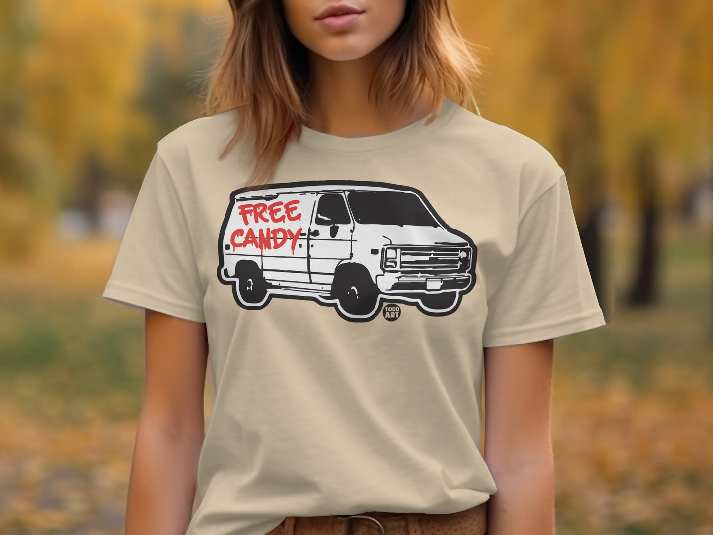 Free Candy Van Graphic Women's T-Shirt Casual Tee