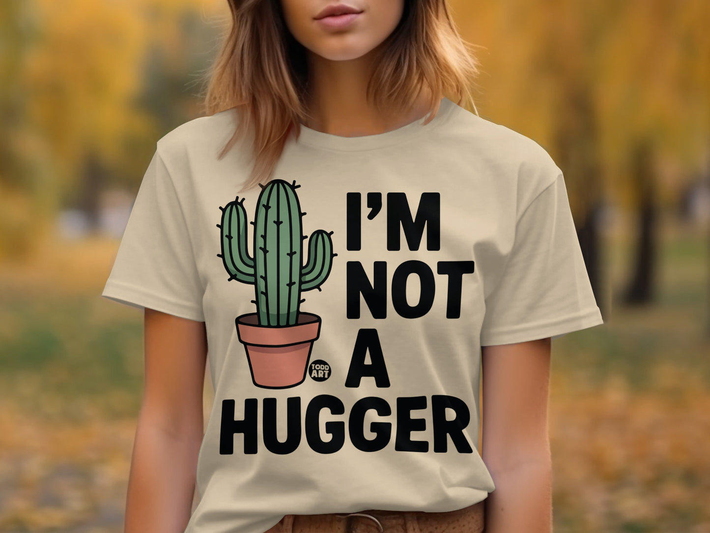 I'm Not a Hugger Cactus Graphic T-Shirt