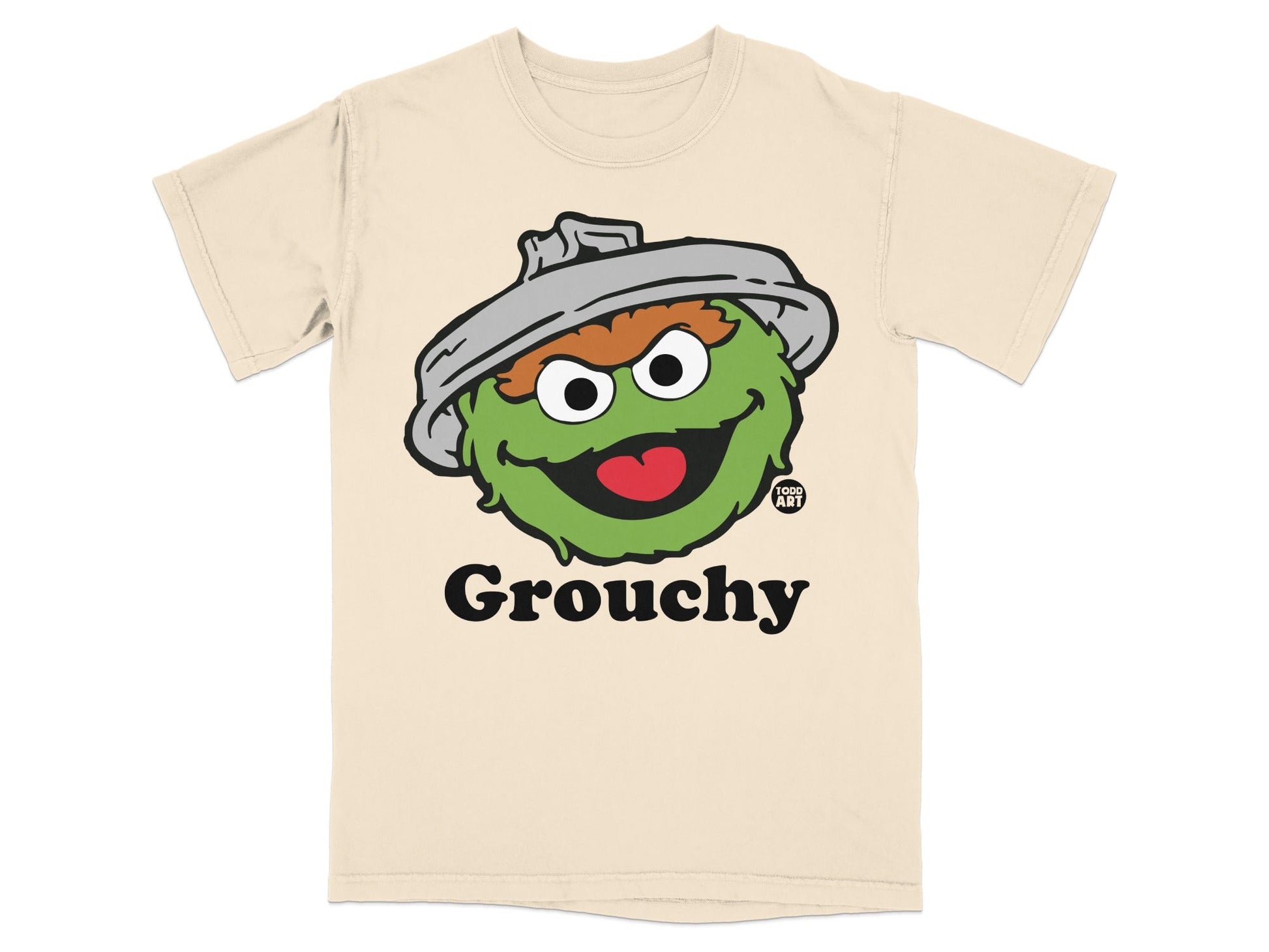 Fawn t-shirt with Oscar the Grouch character and "Grouchy" text.