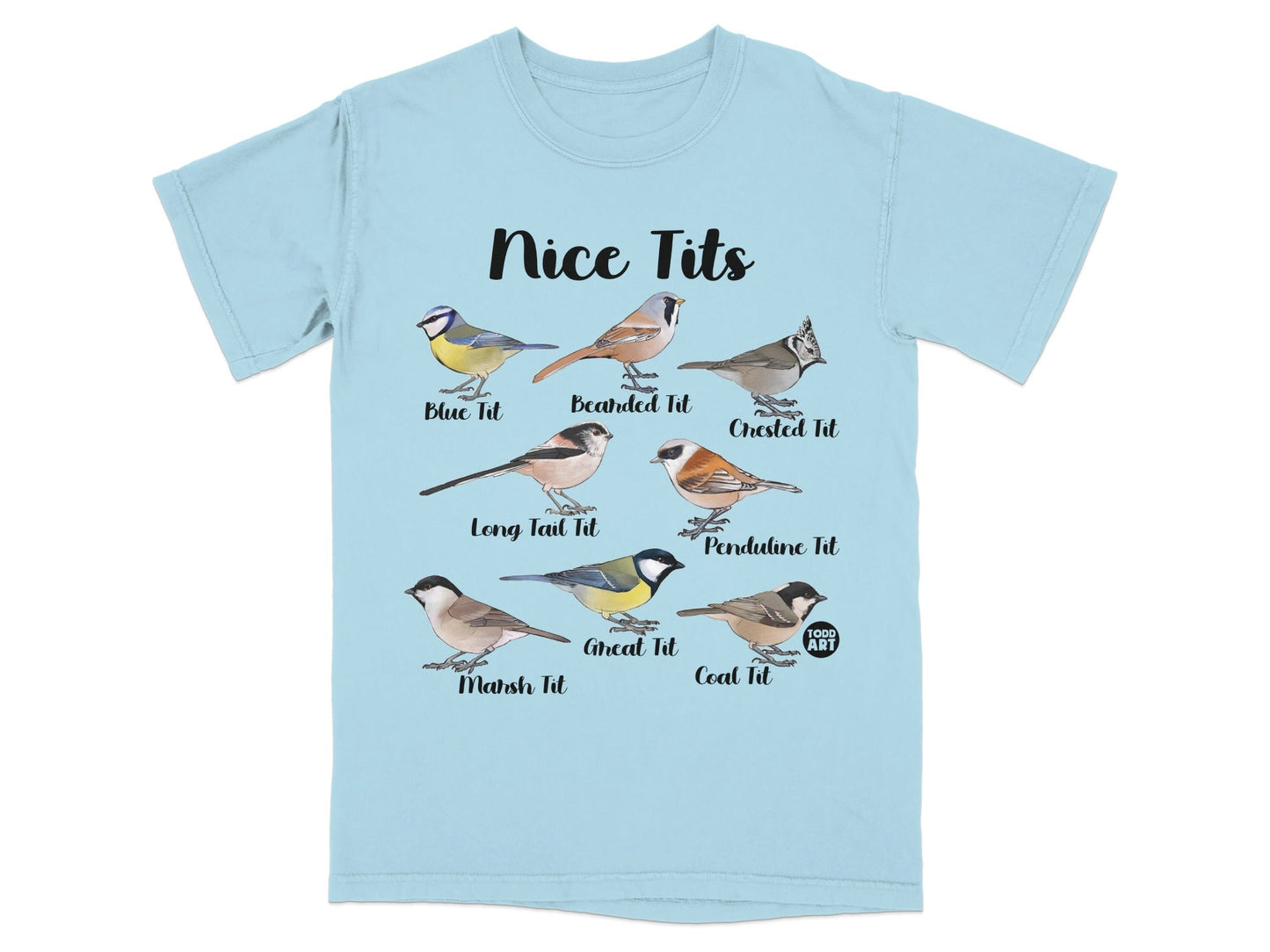 Nice Tits Bird Cartoon Blue T-shirt for Bird Lovers