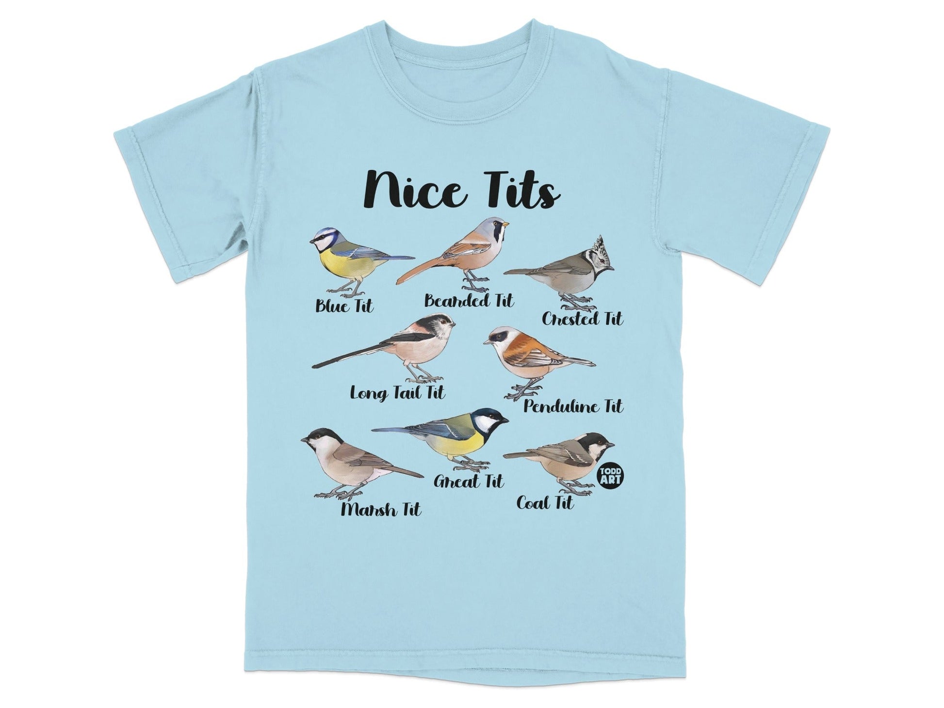 Nice Tits Bird Cartoon Blue T-shirt for Bird Lovers