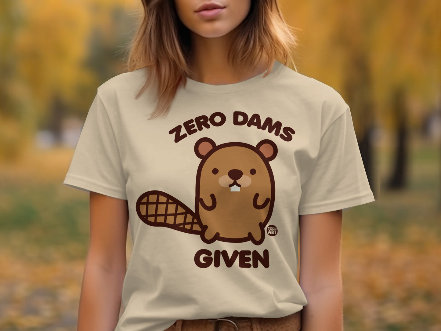 Zero Dams Given Beaver Cartoon Graphic Tee
