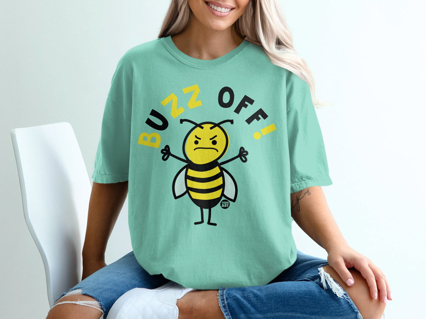 Buzz Off Graphic Bee Print Oversized T-Shirt