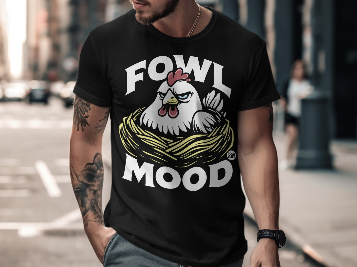 Fowl Mood Chicken Graphic Funny Fashion Statement Shirt