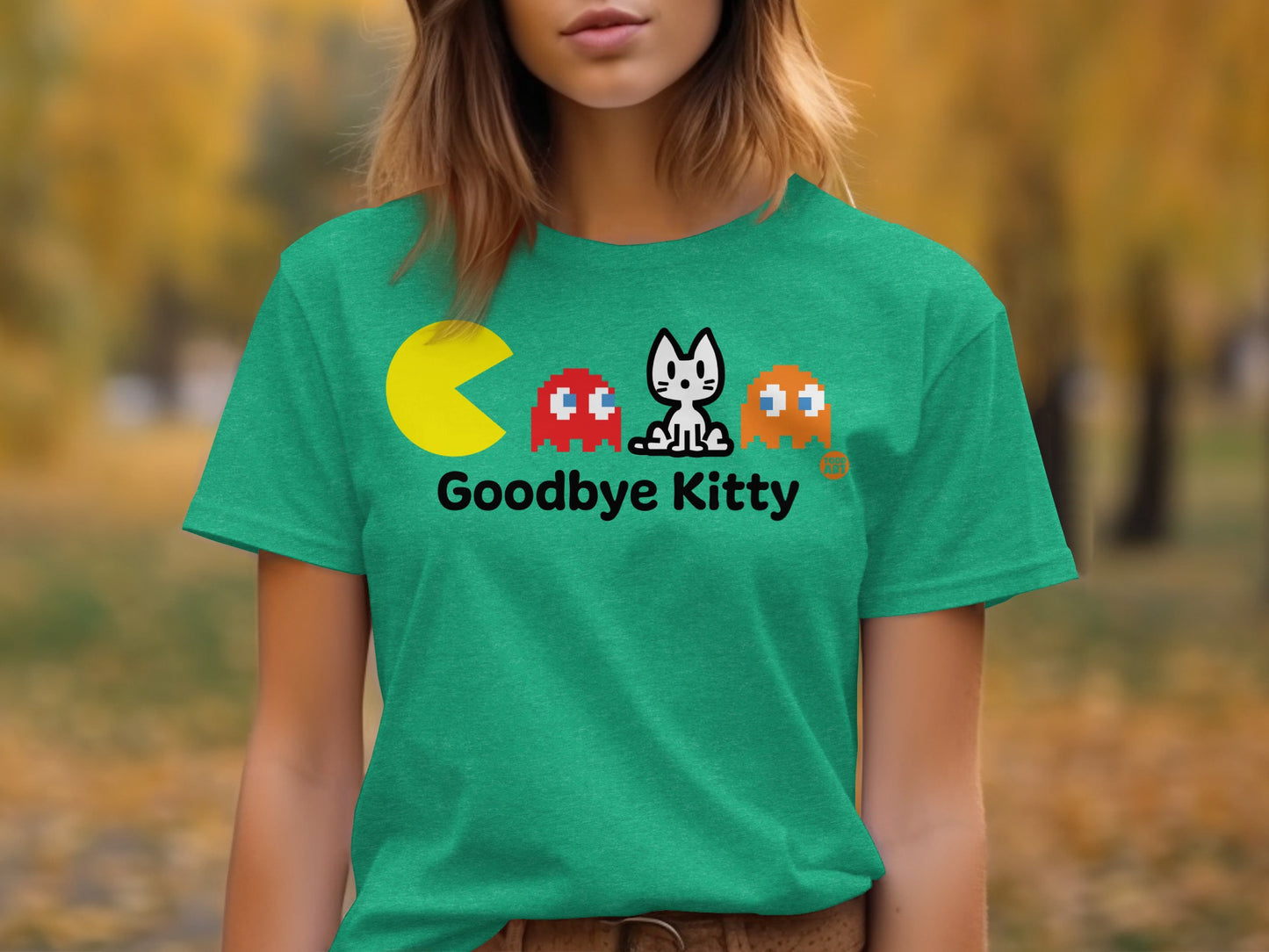 Goodbye Kitty Pac-Man Themed Cute Graphic T-shirt