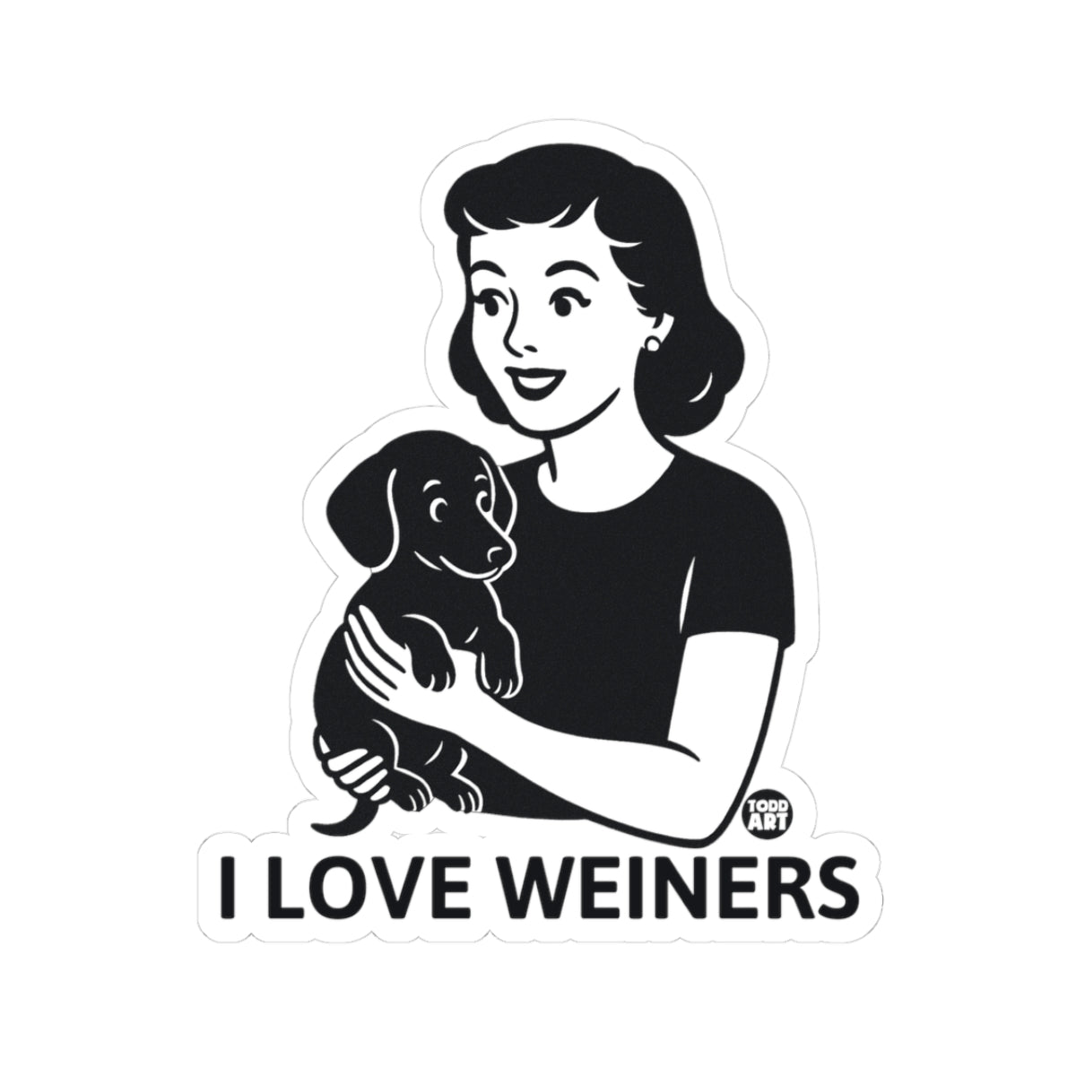 Woman with DachshundTodd Art Sticker