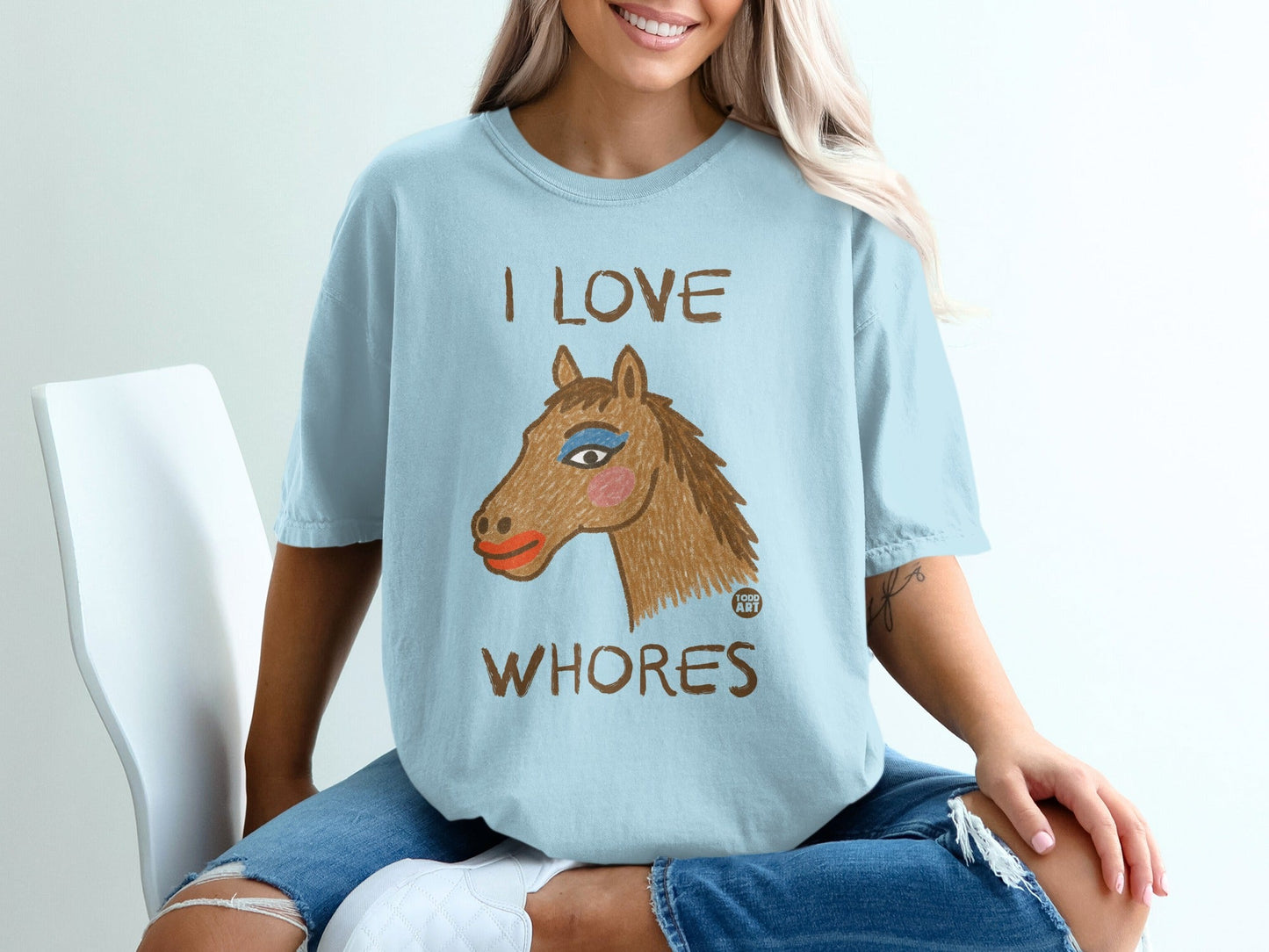 I Love Whores Drawing Horse Graphic Unisex T-Shirt