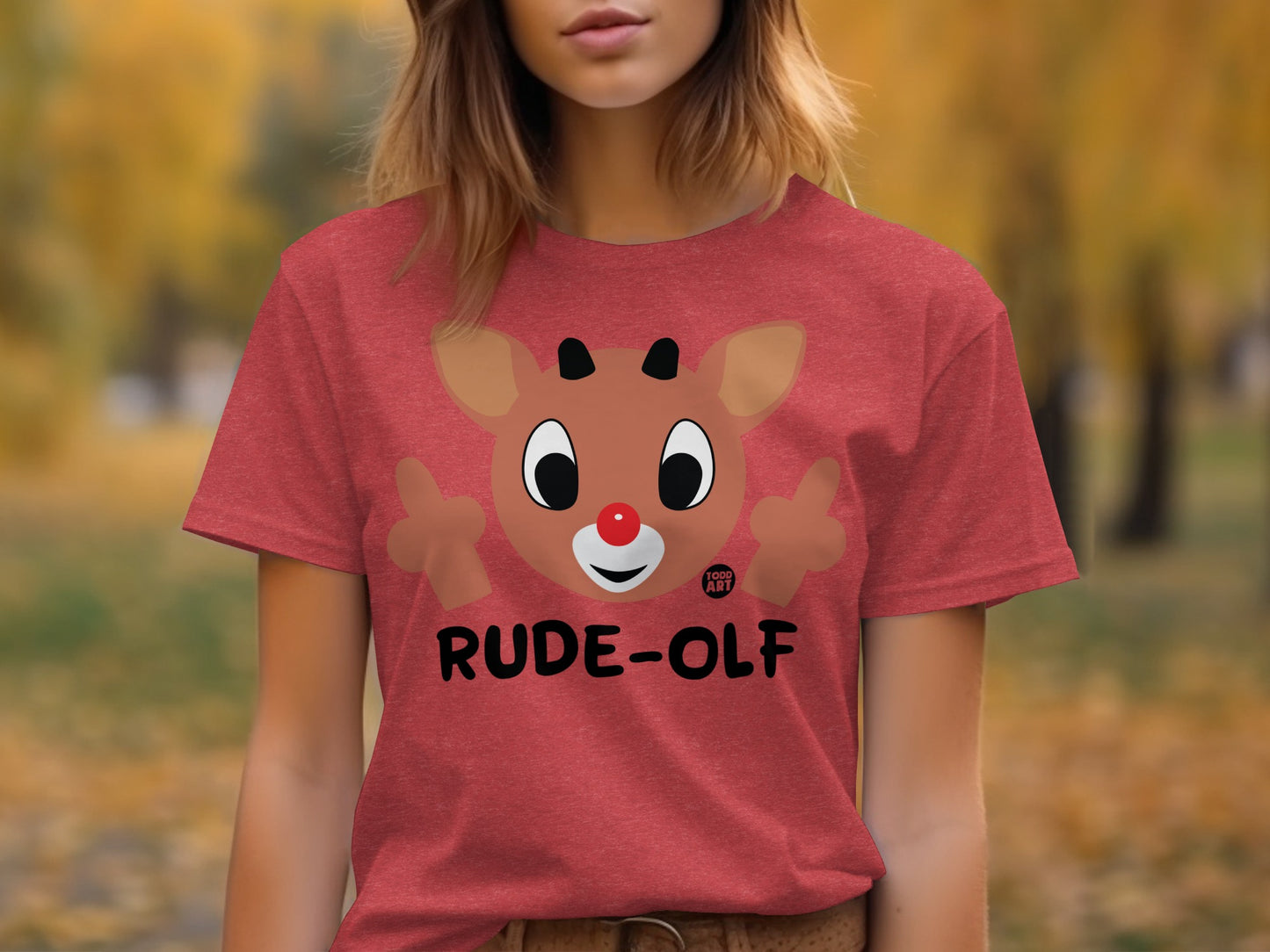 Funny Rude-Olf Graphic T-Shirt Design for the Holidays