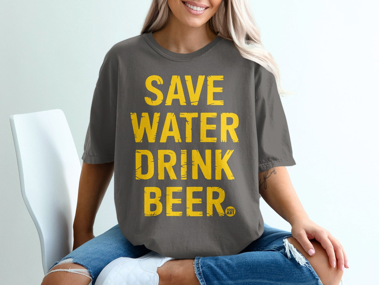 Save Water Drink Beer Graphic T-Shirt for Casual Wear