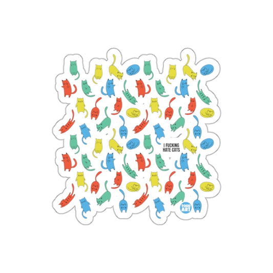 Colorful Cat Pattern with Bold Text Sticker Design