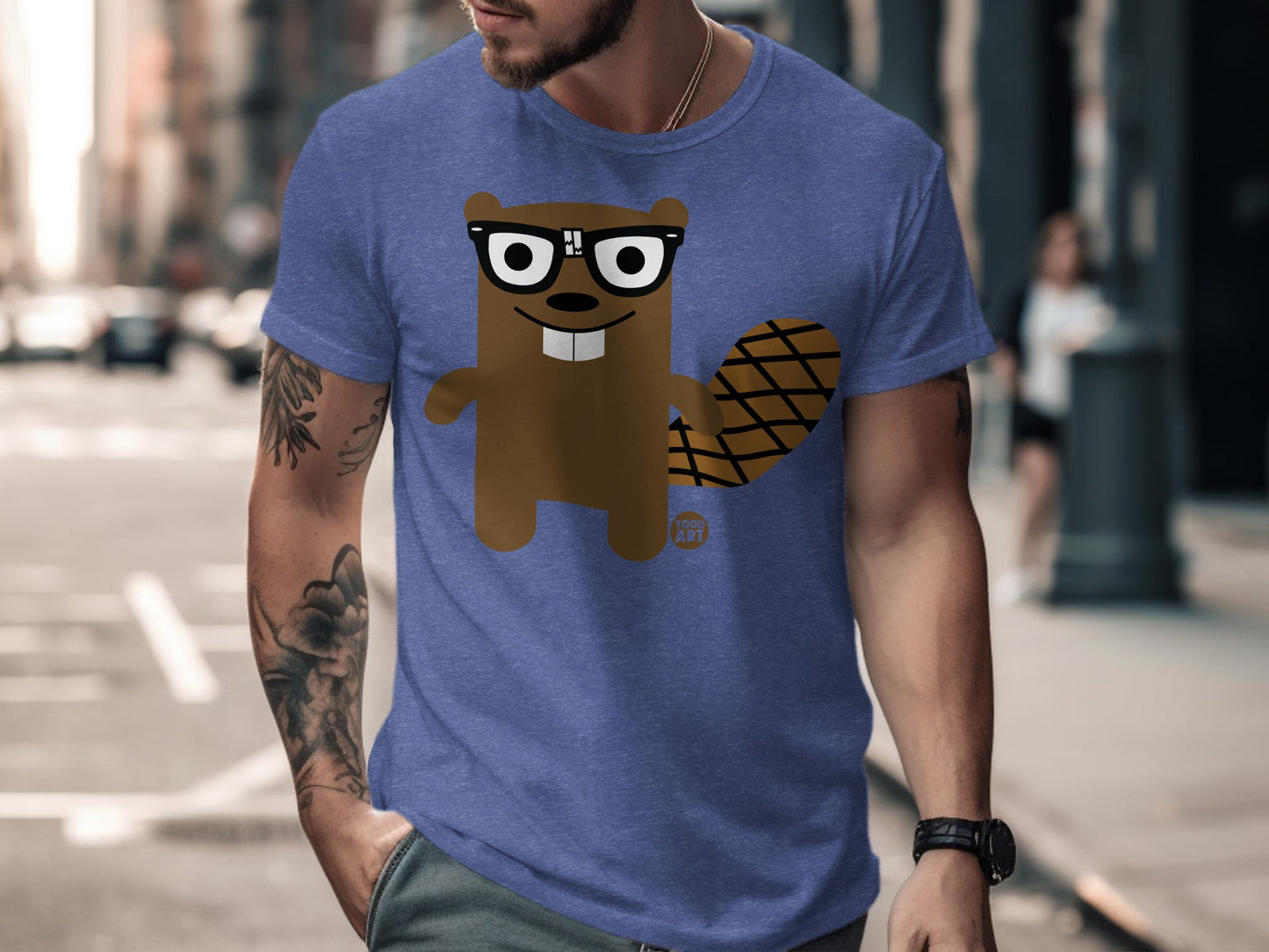 Cool Beaver Graphic Tee with Glasses T-Shirt