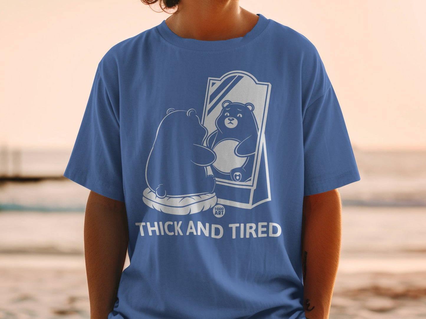 Thick and Tired Bear Design Graphic Tee-shirt