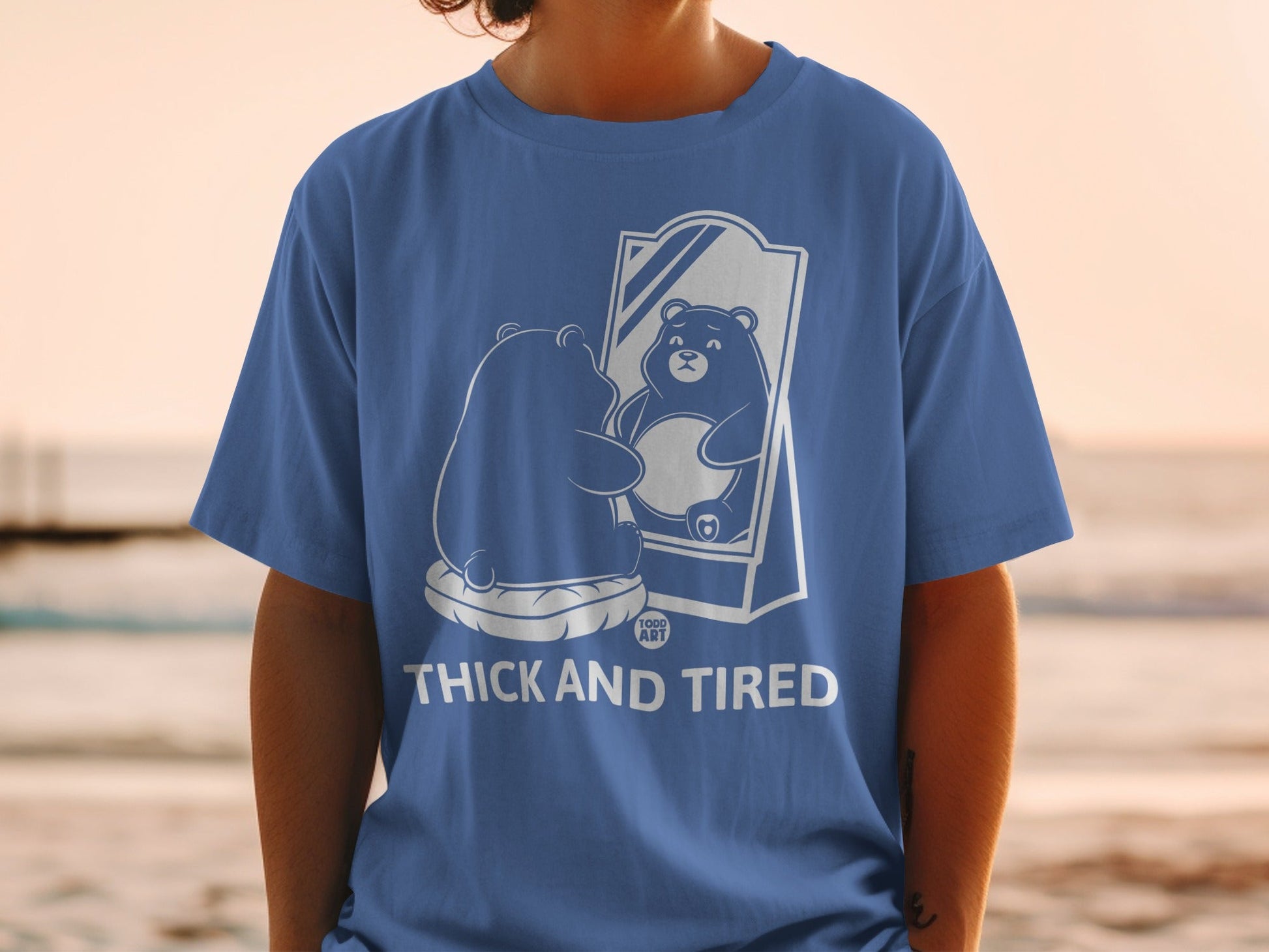 Thick and Tired Bear Design Graphic Tee-shirt