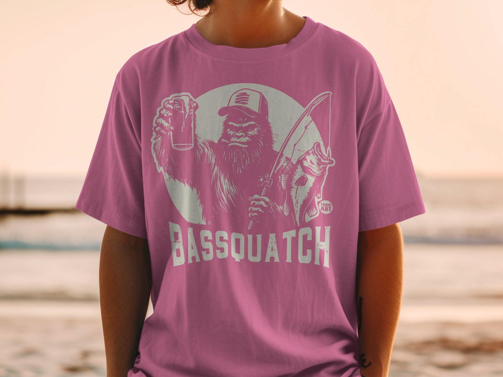 Bassquatch Bigfoot Fishing Graphic Tee Shirt