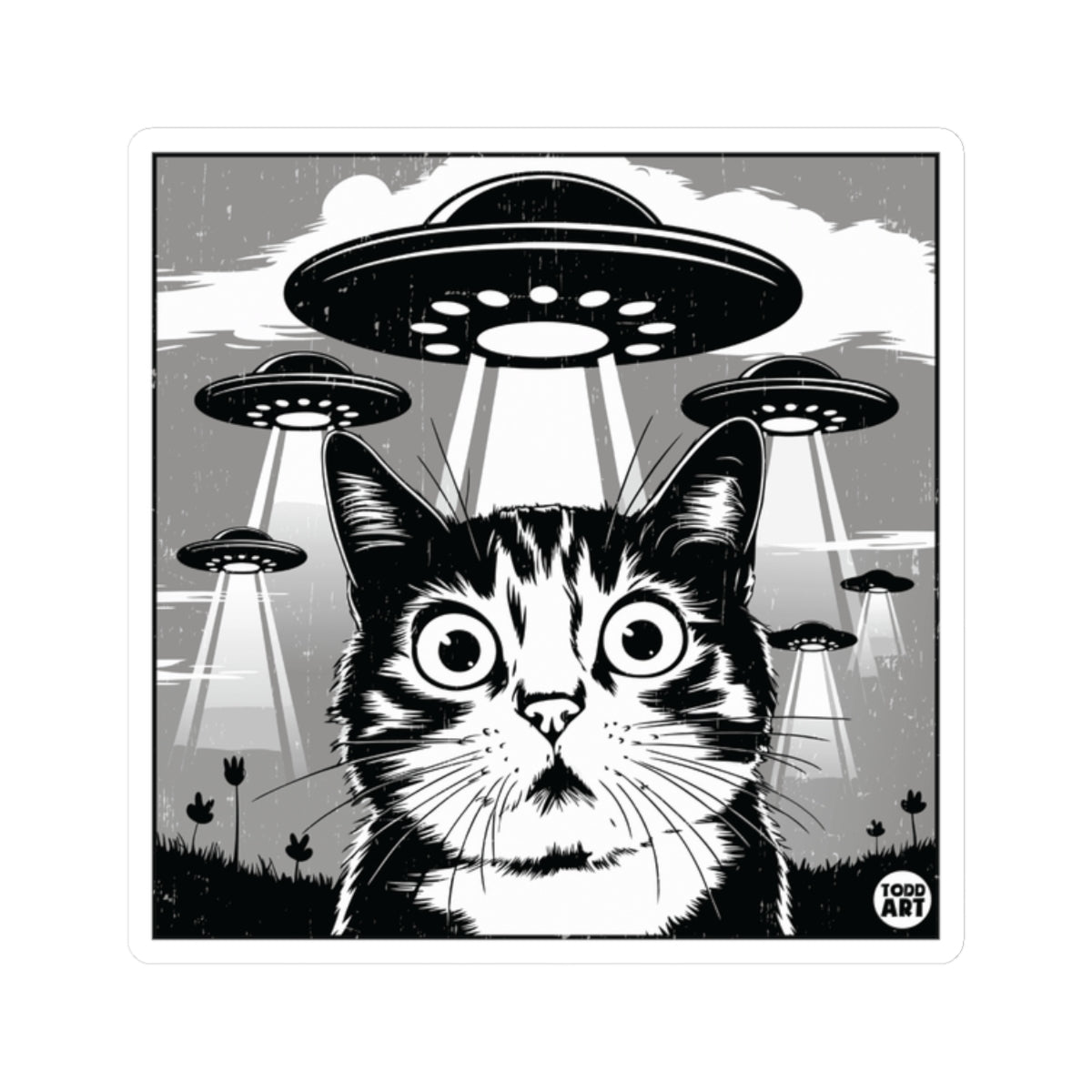 Cat AbductionTodd Art Sticker