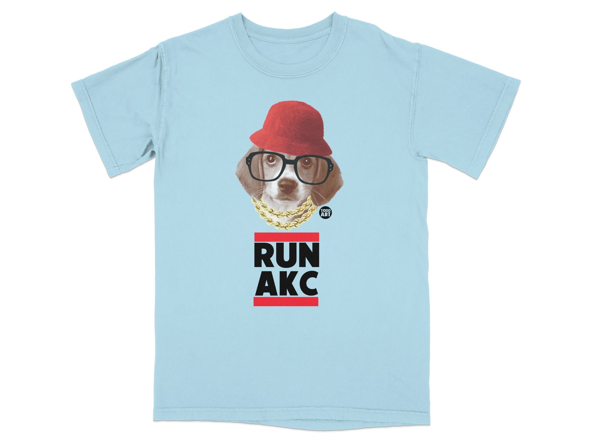 Hip Hop Dog Wearing Glasses and Hat Graphic T-Shirt