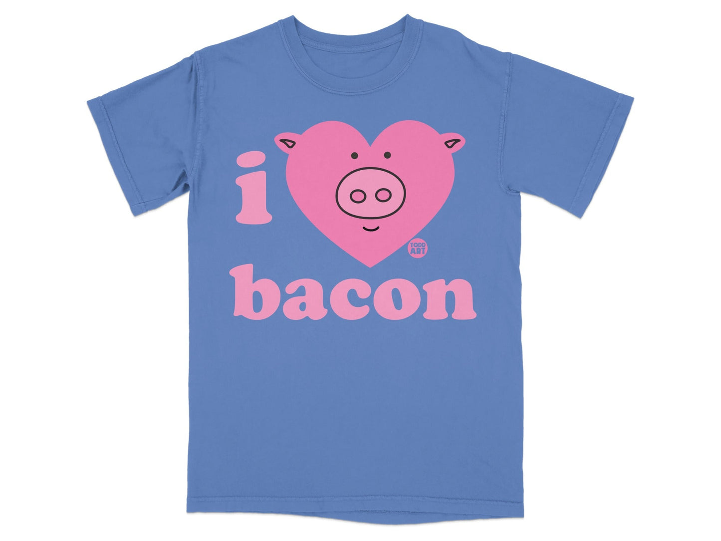 I Love Bacon Cute Pig Blue T-Shirt Todd Art Design
