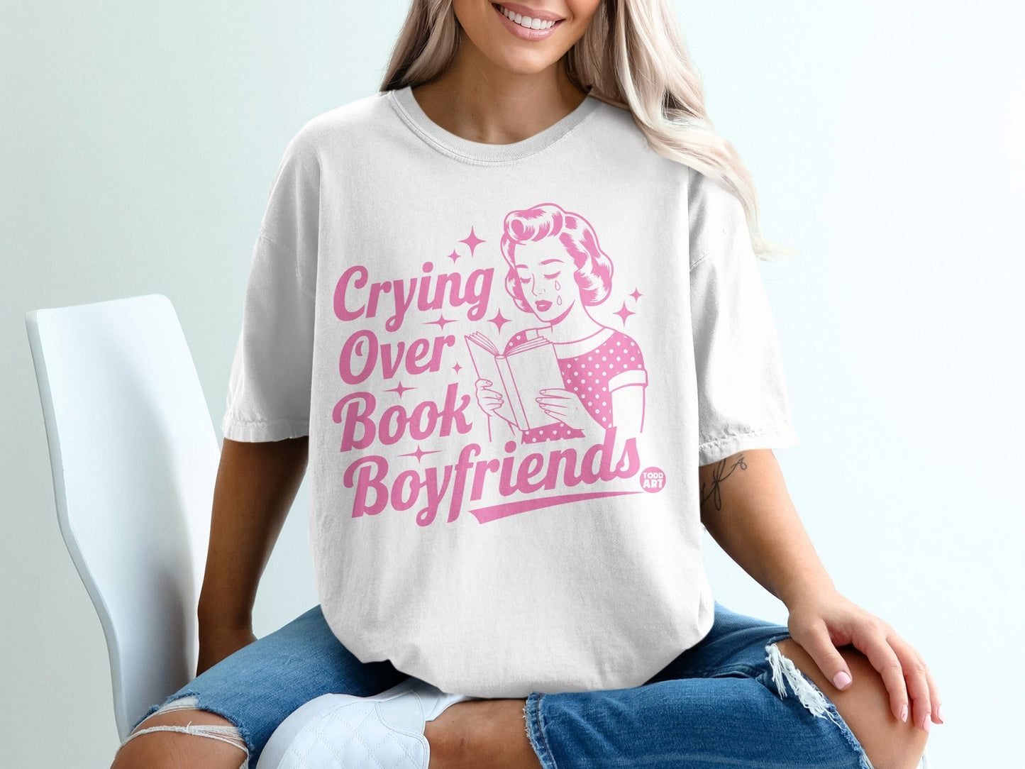 Crying Over Book Boyfriends Graphic Tee Shirt