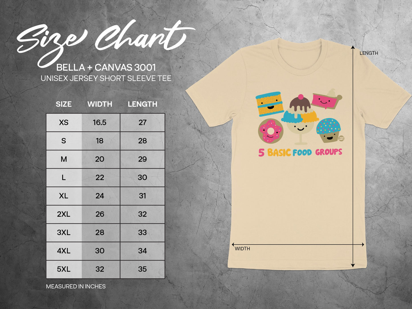 5 Basic Food Groups Bella + Canvas 3001 Unisex T-Shirt