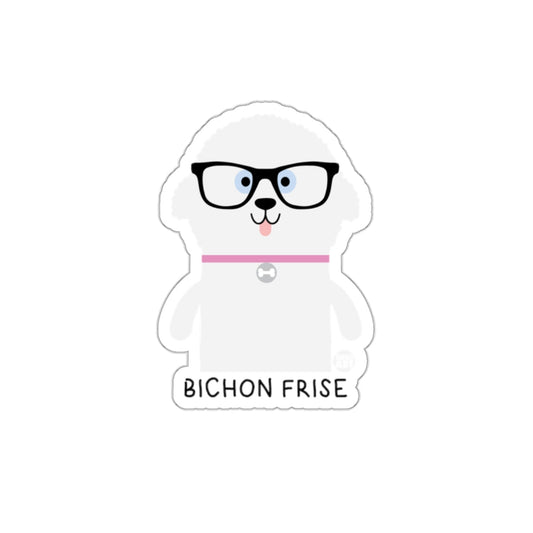 Bichon Frise Cute Dog With Glasses Sticker Decal