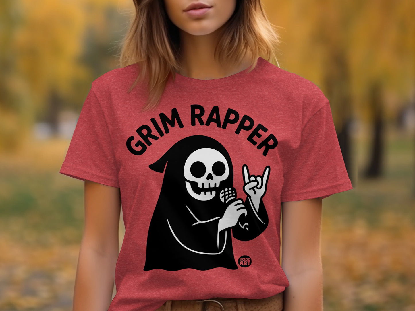 Grim Rapper Skull Holding Microphone T-shirt