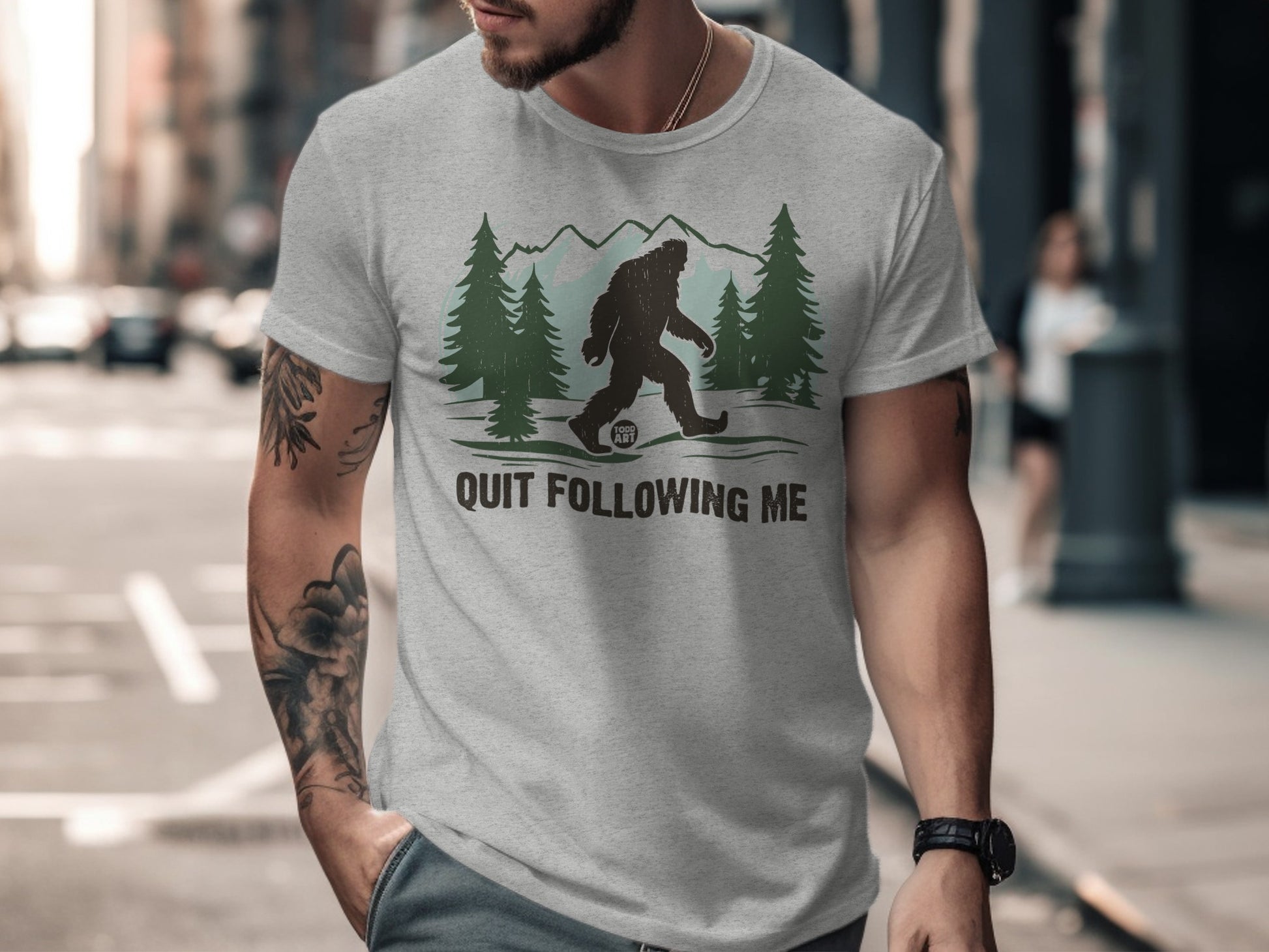 Quit Following Me Sasquatch Bigfoot T-Shirt