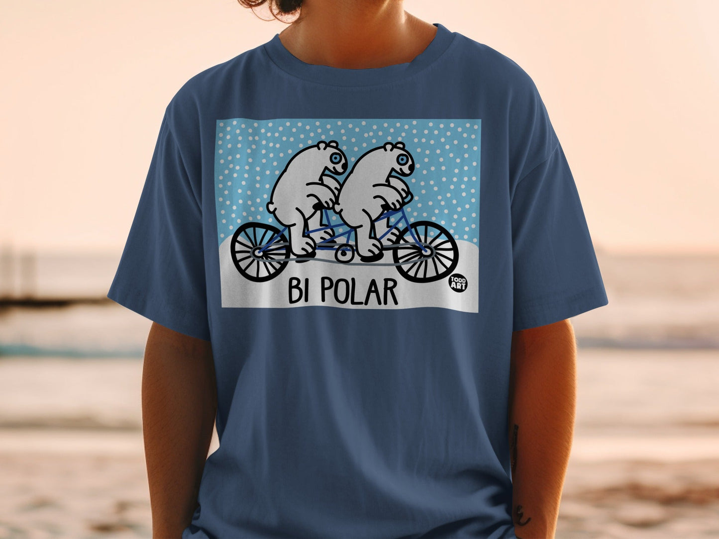 Funny Bi Polar Cycling Polar Bears Graphic T-shirt
