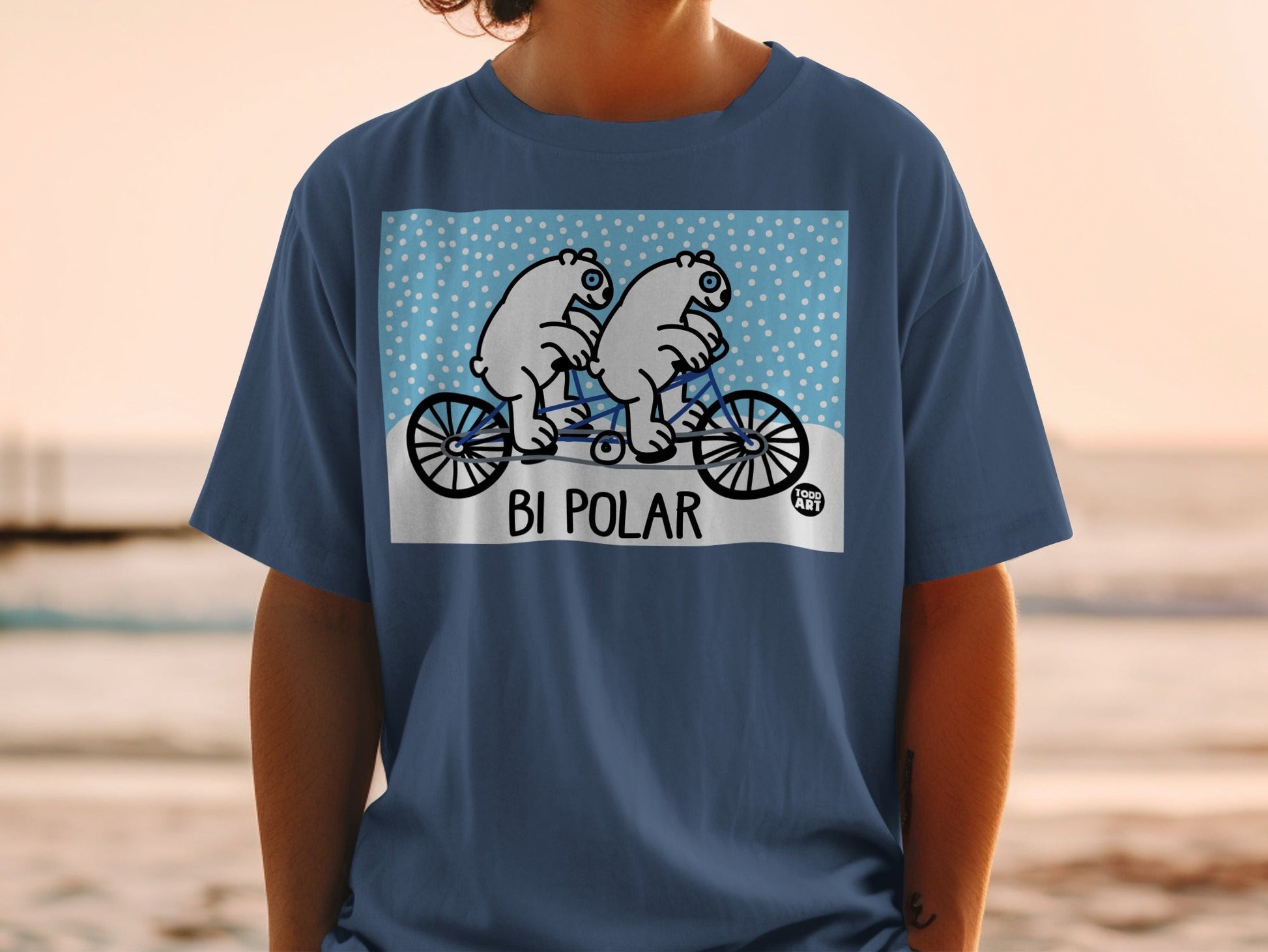 Funny Bi Polar Cycling Polar Bears Graphic T-shirt