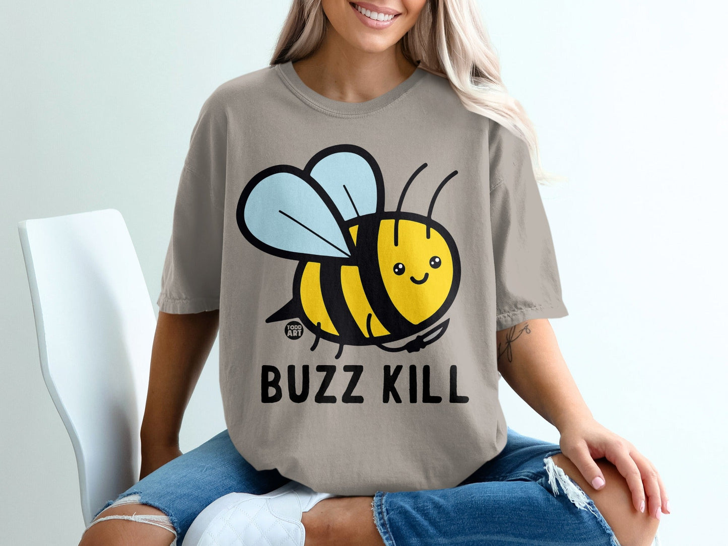 Buzz Kill Cute Cartoon Bee Graphic T-Shirt