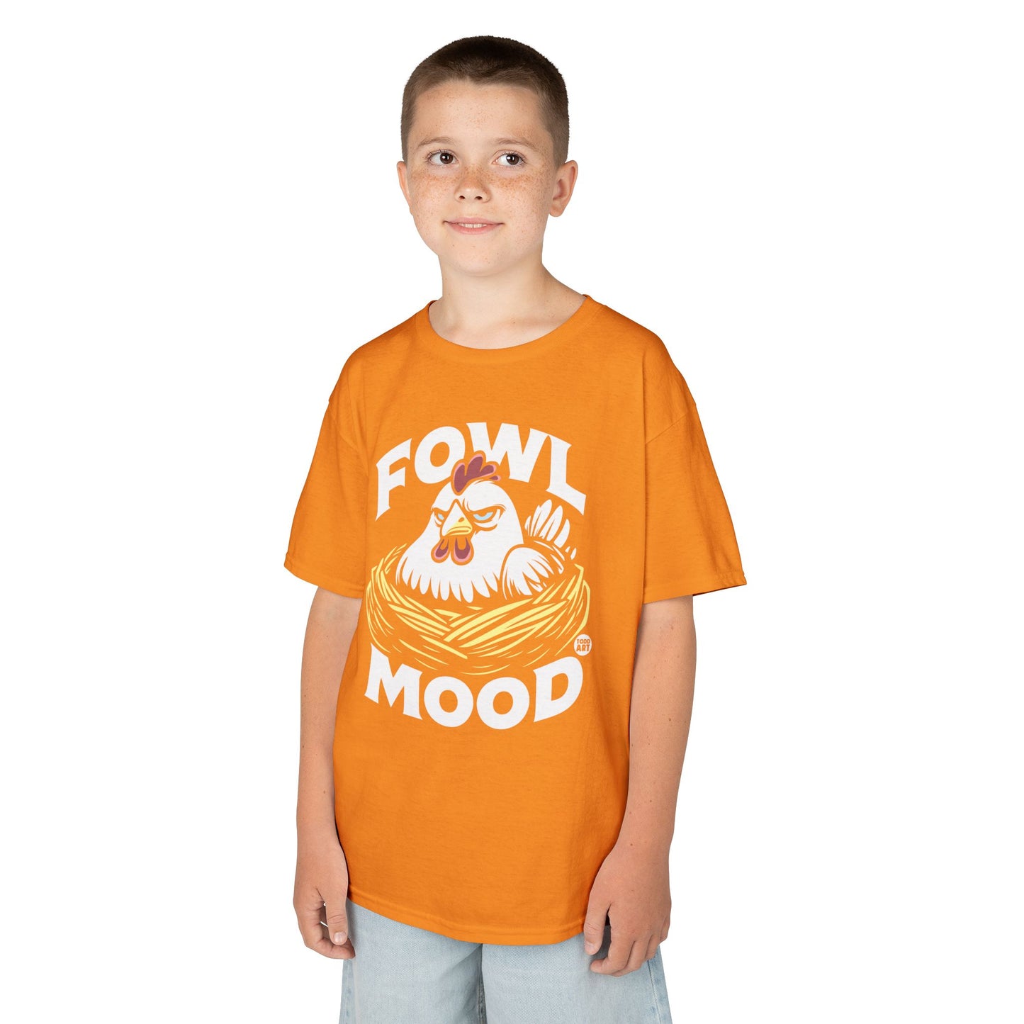 Kids T-Shirt — "Fowl Mood" Grumpy Chicken Graphic Tee