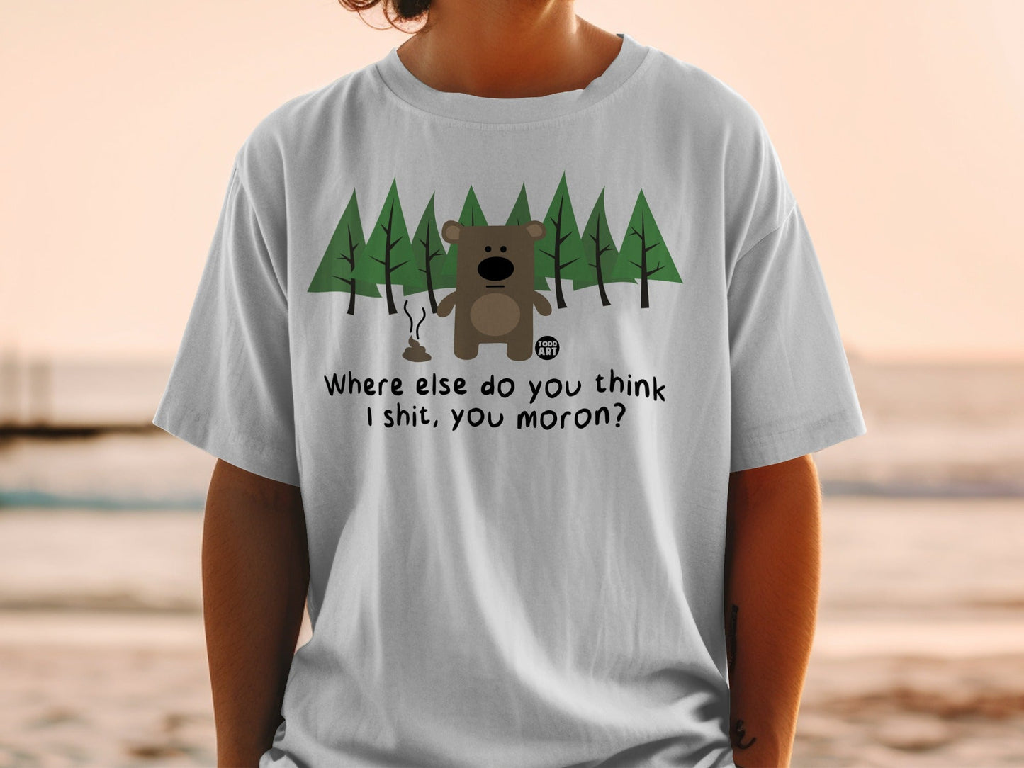 Bear and Forest Quote Graphic White T-shirt