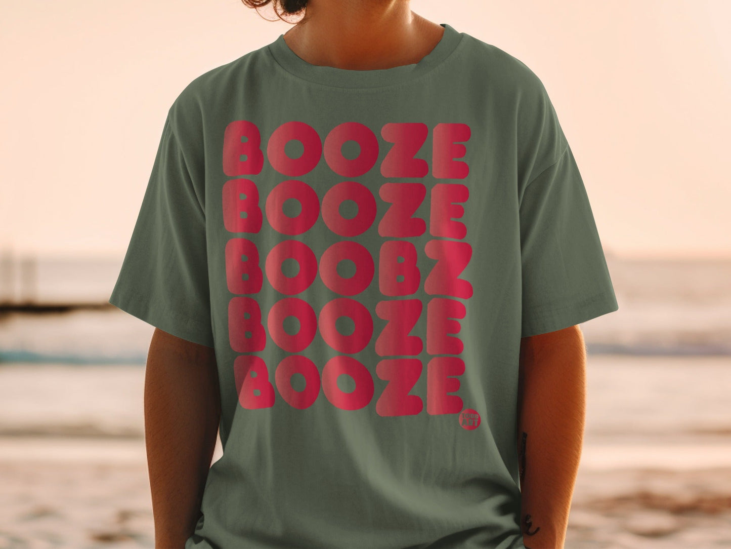 Booze Booze Boobz Booze Graphic Tee Shirt