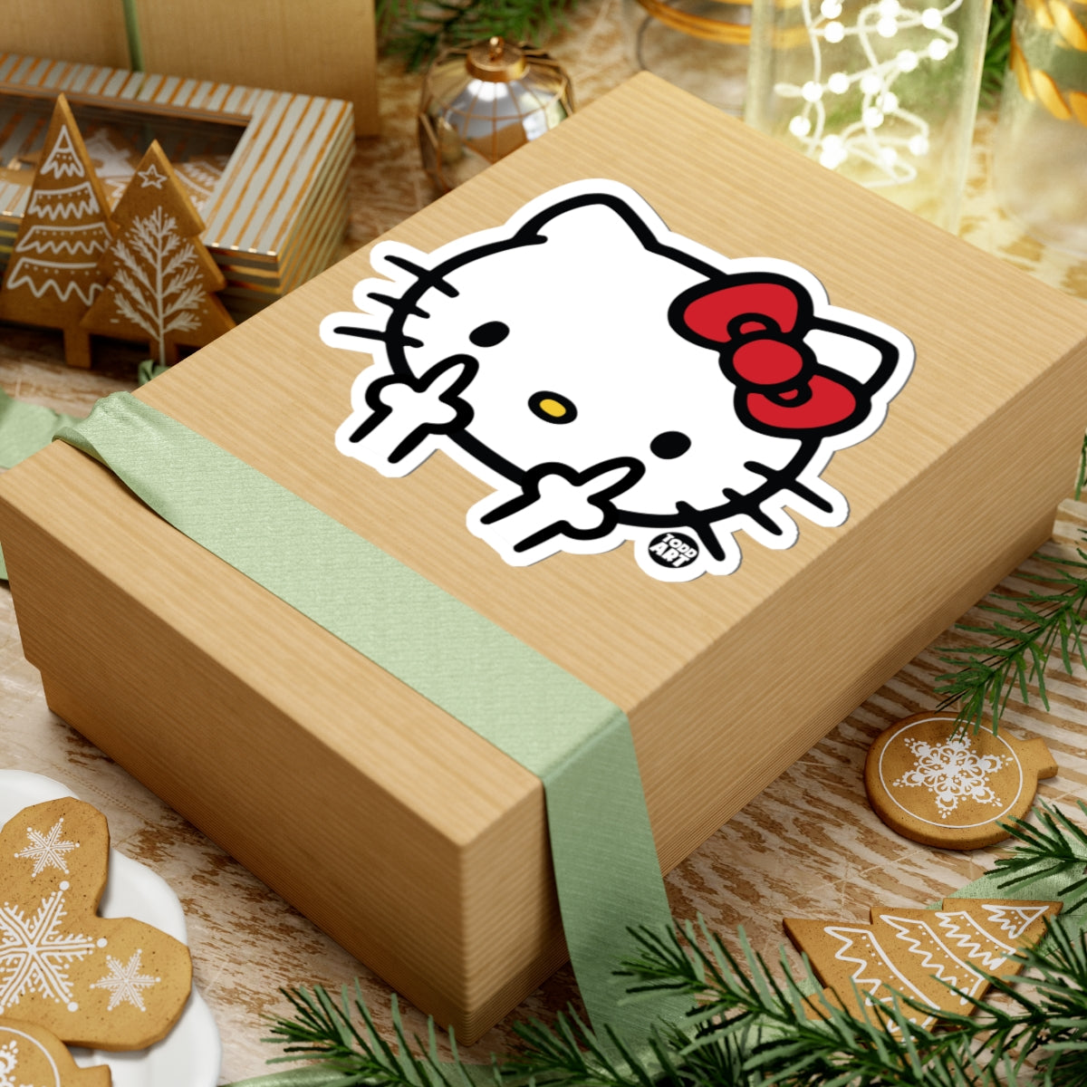 Cute Kitten with Bow Todd Art Sticker