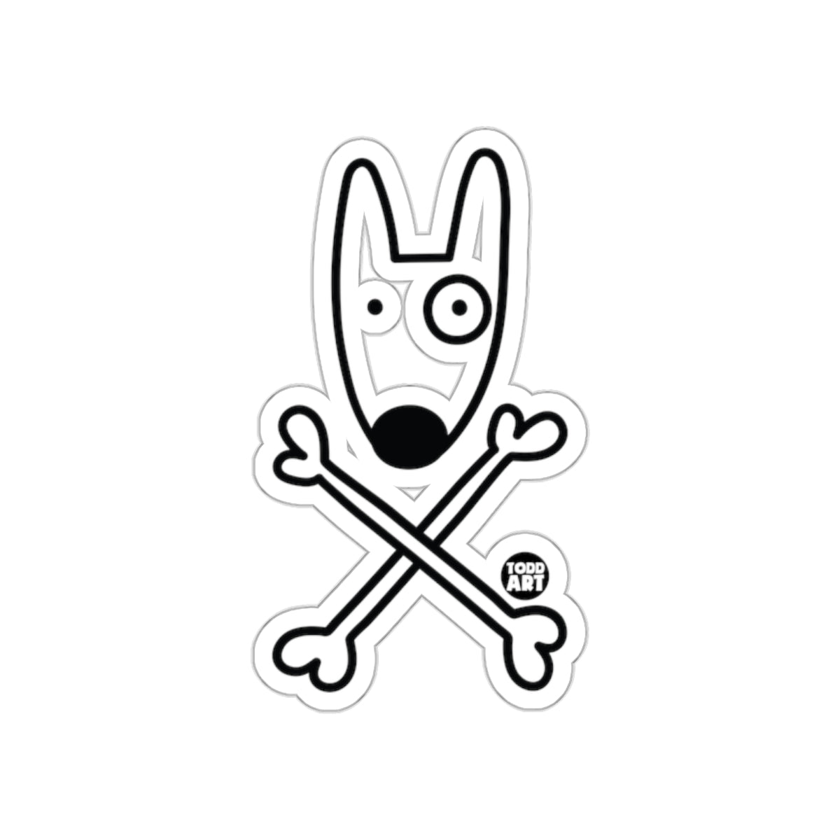 Unique Todd Art Dog with Crossbones Sticker Design