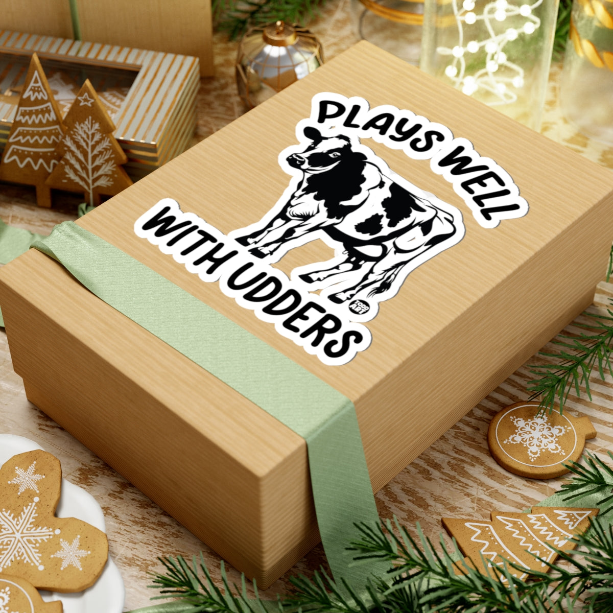 Plays Well With Udders Todd Art Sticker