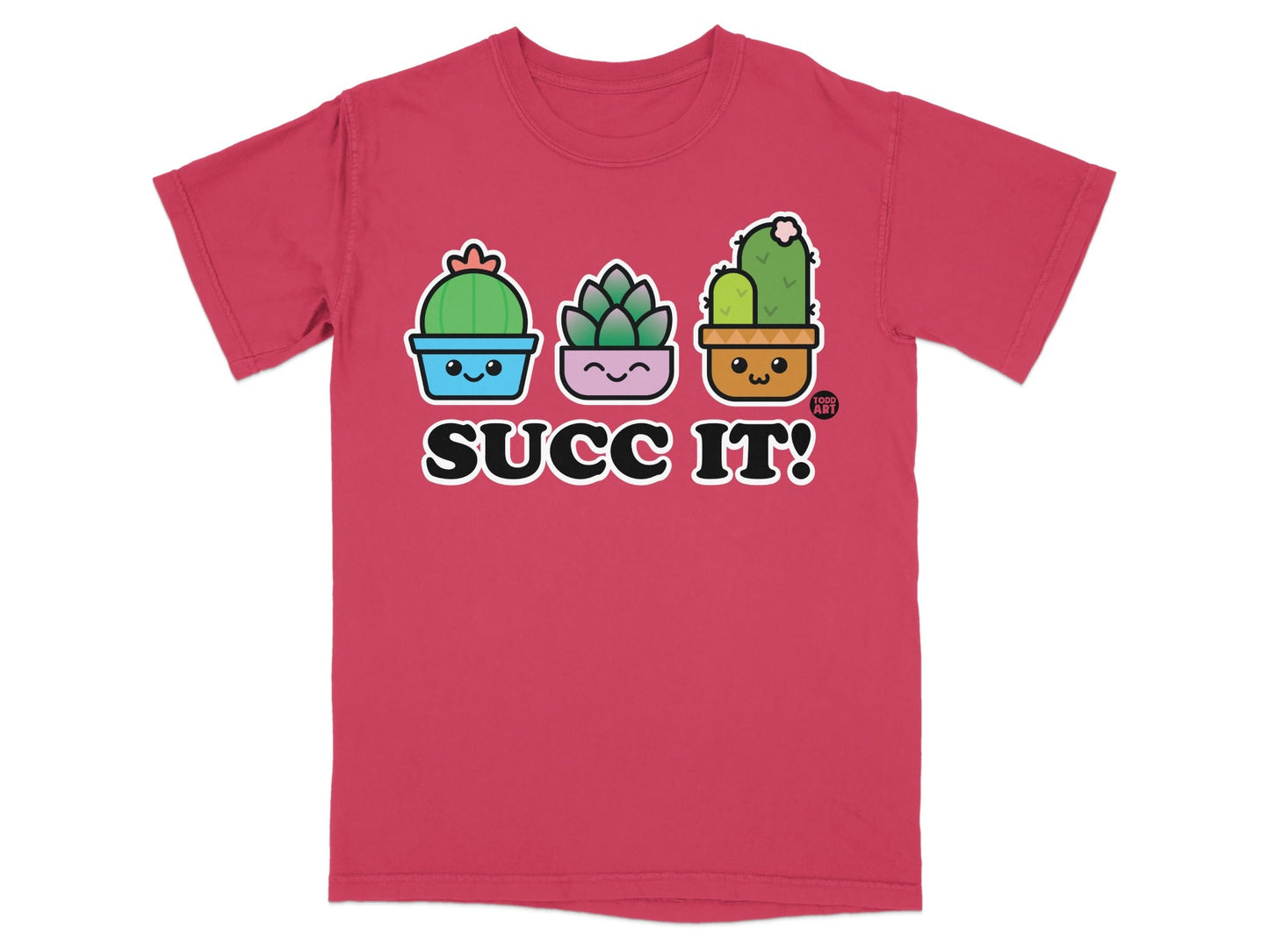 Cute Succ It! Cartoon Plant Design T-shirt