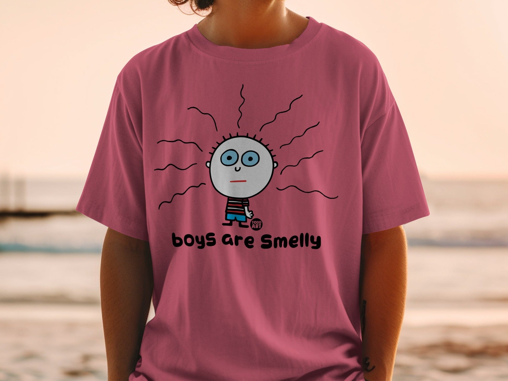 Boys Are Smelly Cute Cartoon Character T-shirt