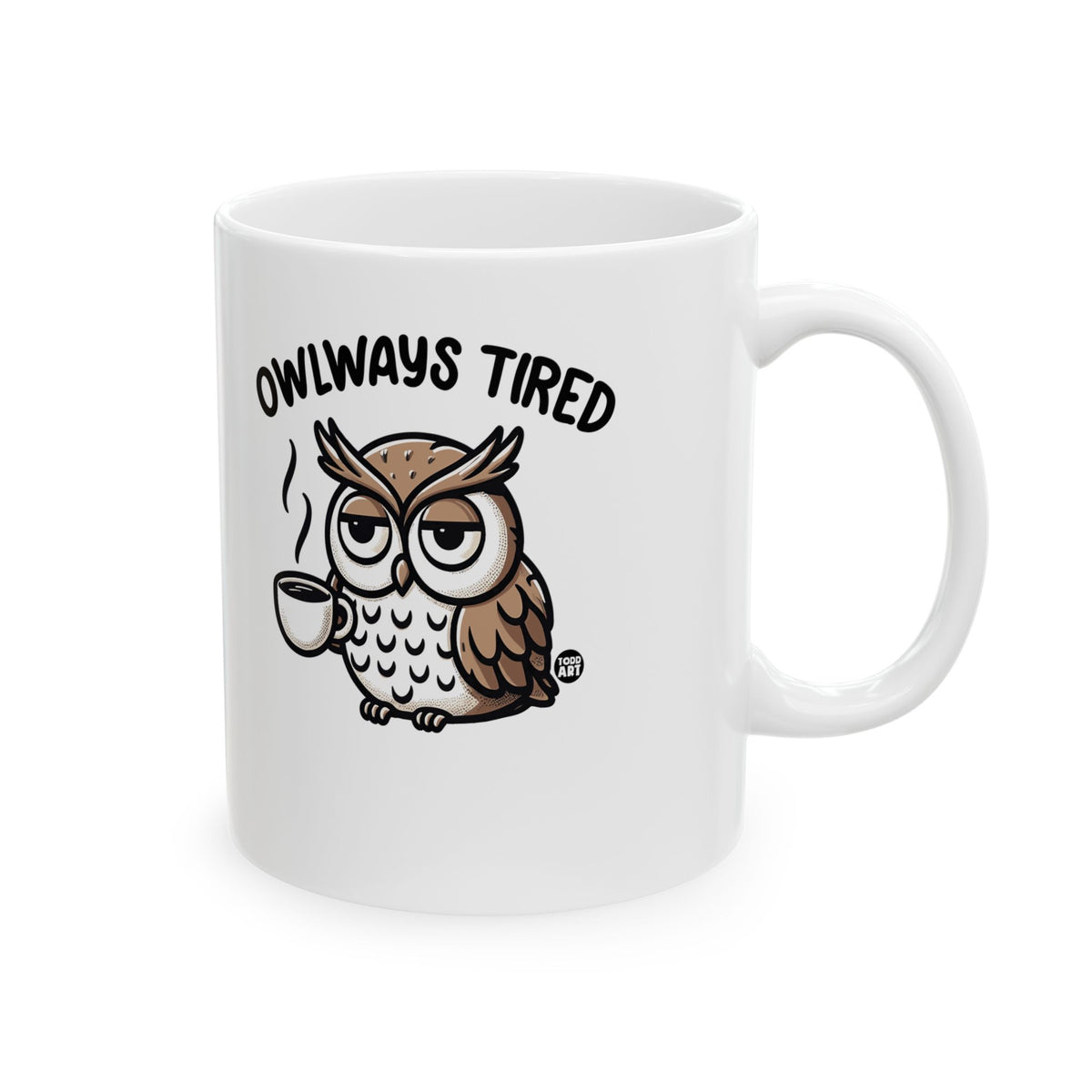 Exhausted Owl with Coffee Todd Art Mug