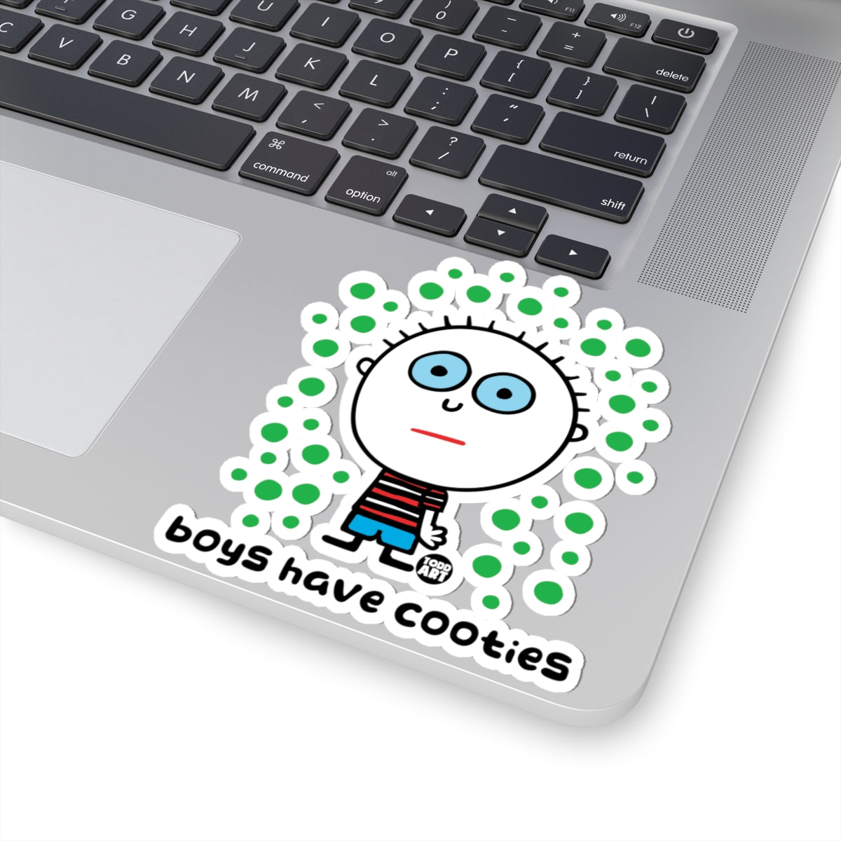 Green Alien Boy Loves Cookies Todd Art Sticker
