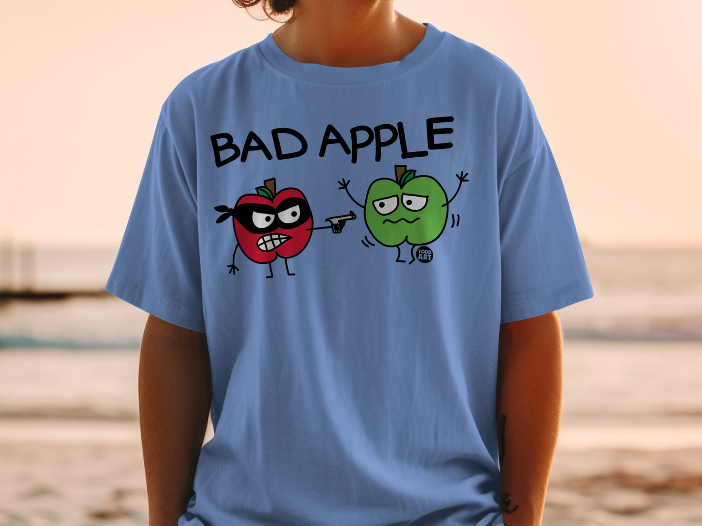 Bad Apple Todd Art Cartoon Apples Funny Graphic T-shirt