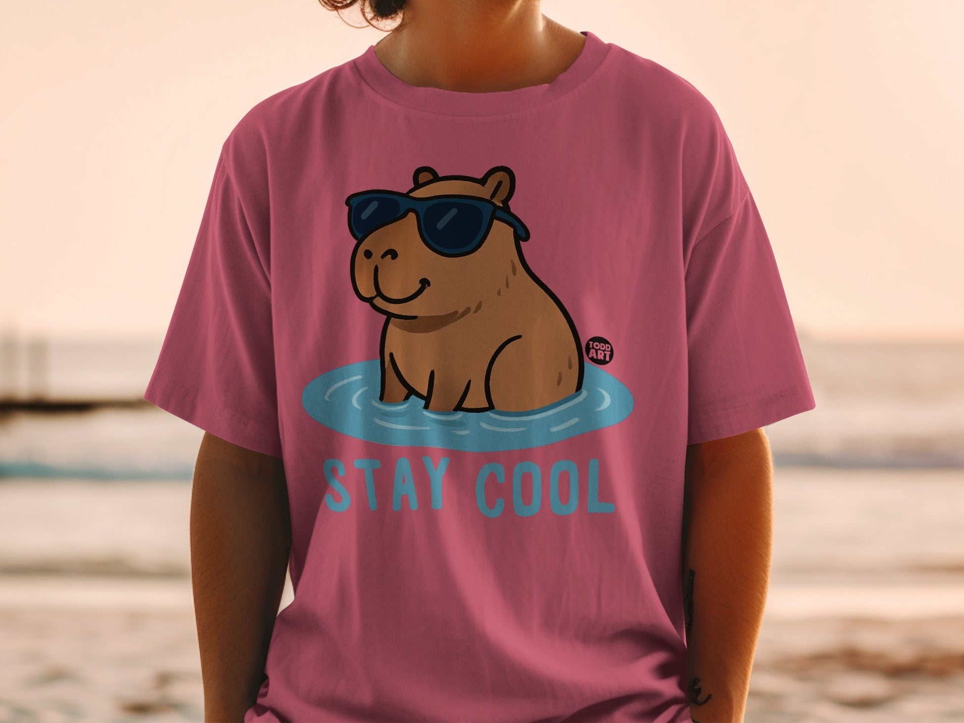 Stay Cool Hippo with Sunglasses Graphic T-Shirt