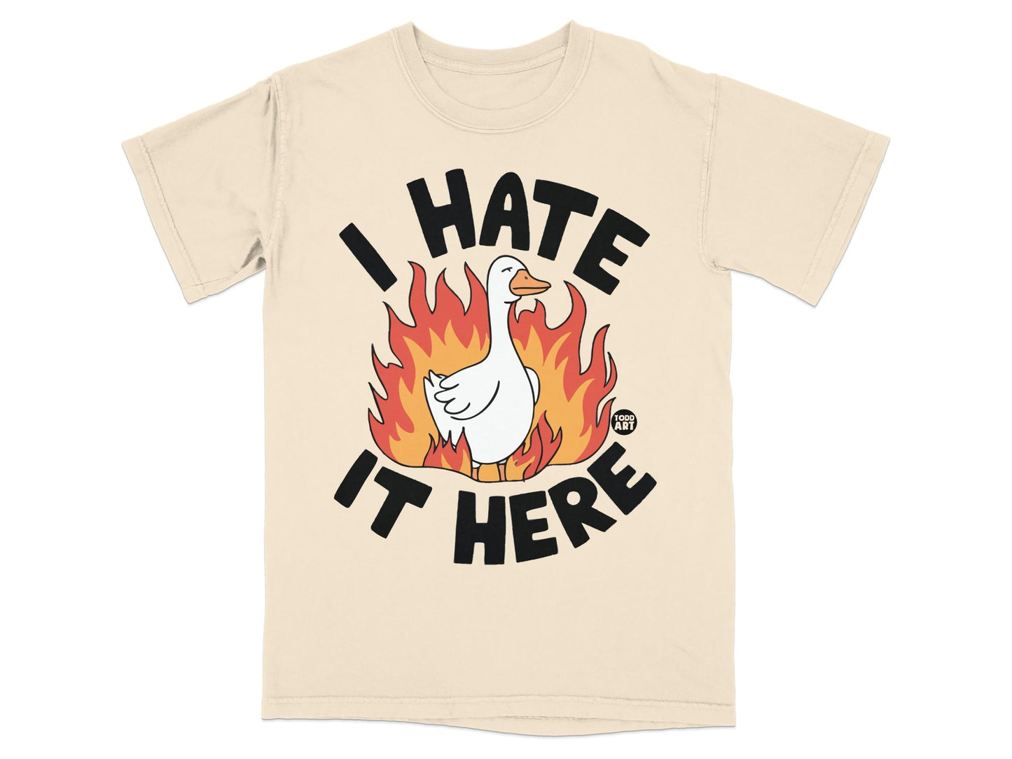 I Hate It Here Duck in Flames Funny Graphic T-Shirt