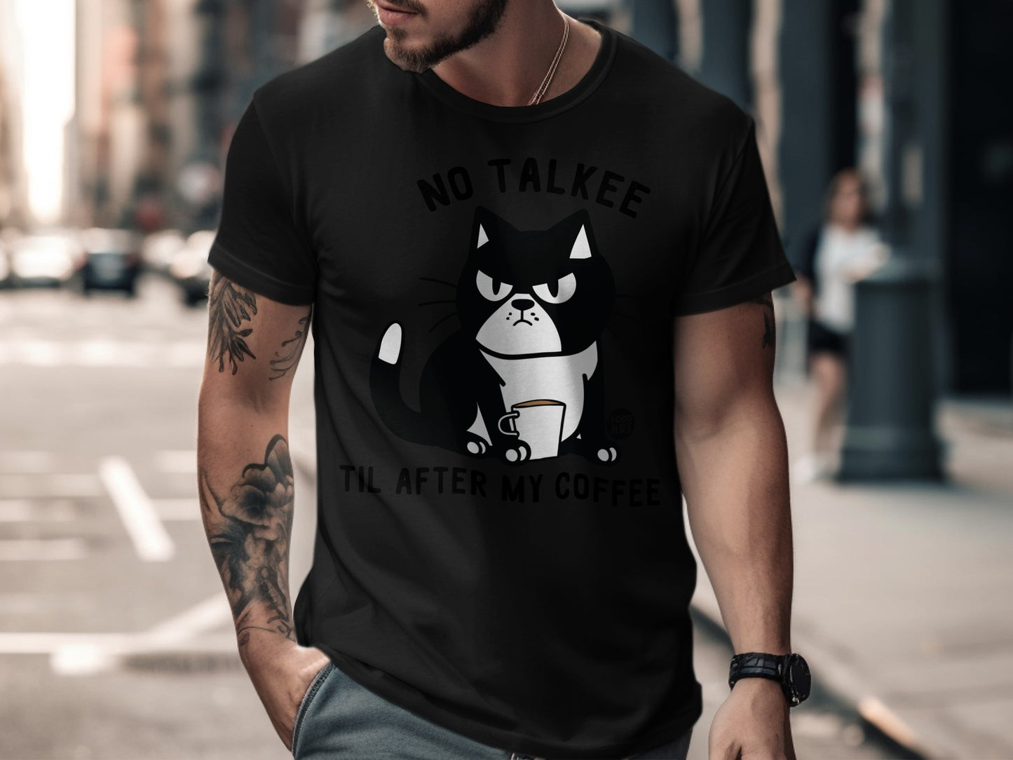 No Talkee Til After My Coffee Cat T-Shirt