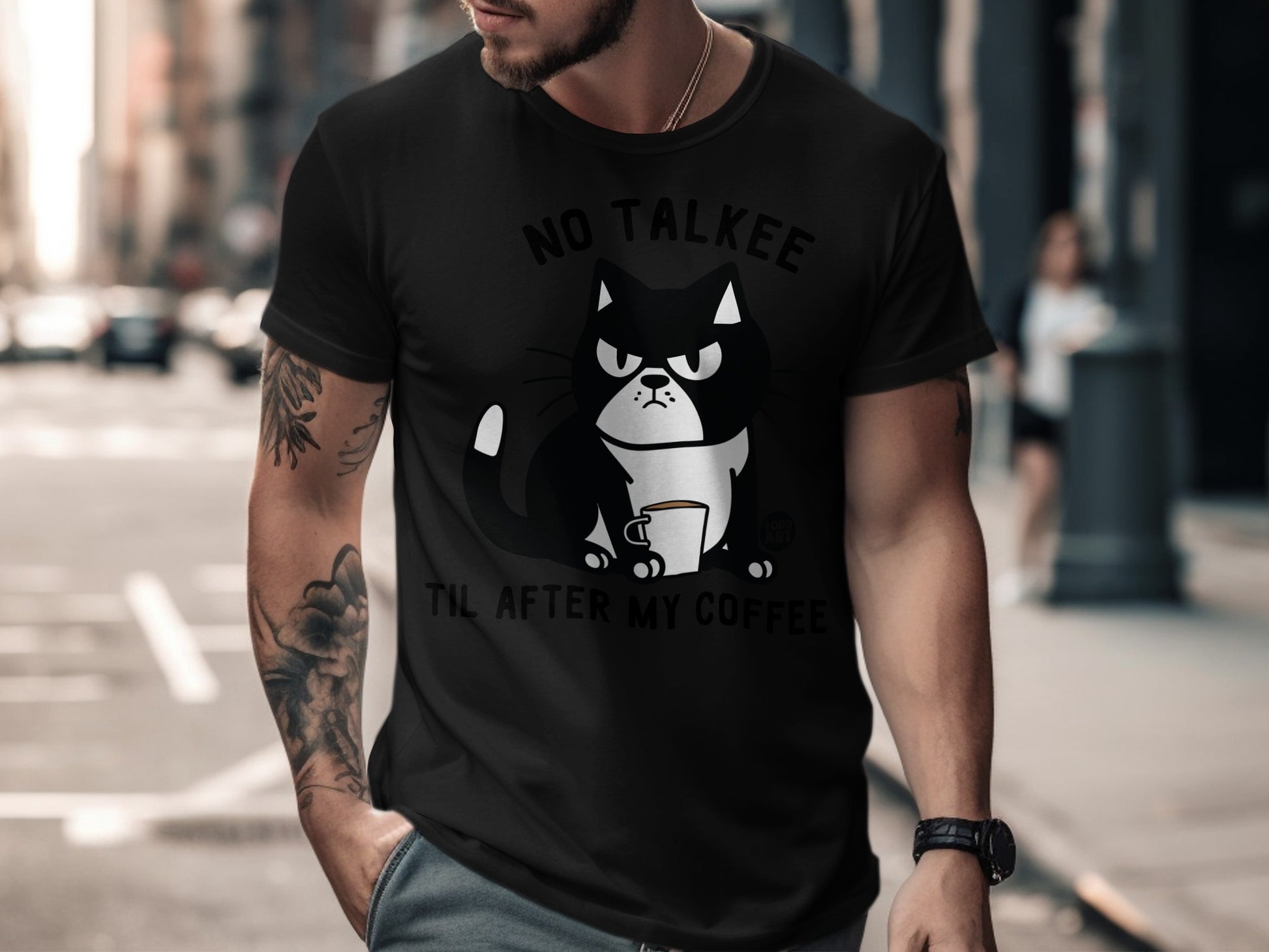 No Talkee Til After My Coffee Cat T-Shirt