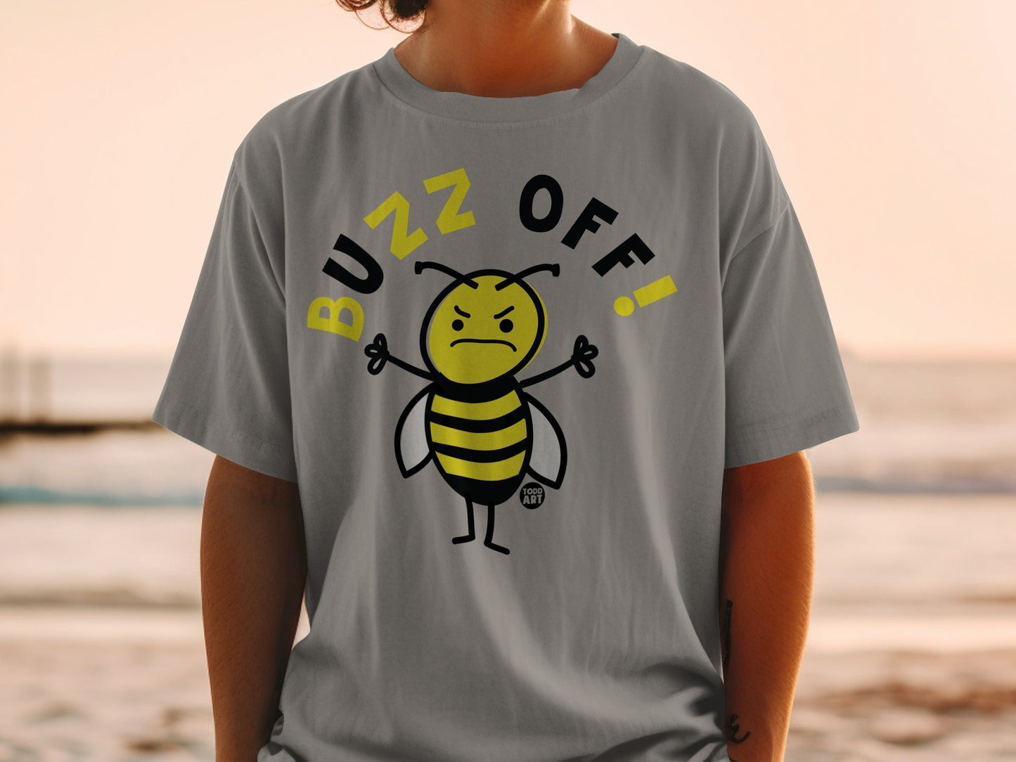 Buzz Off Graphic Print Funny Bee T-shirt for Adults