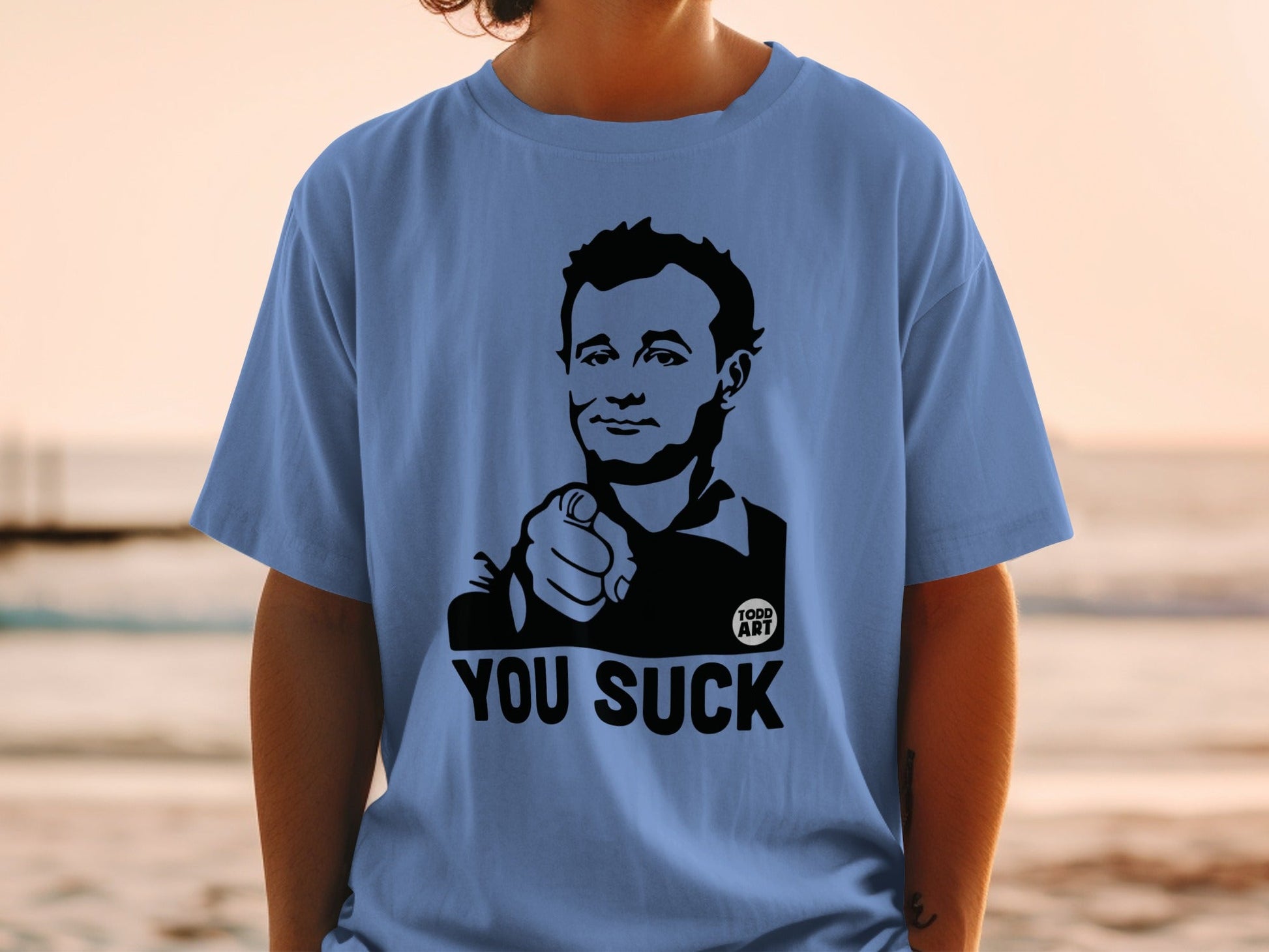 T-shirt with Bill Murray pointing and "YOU SUCK" text.
